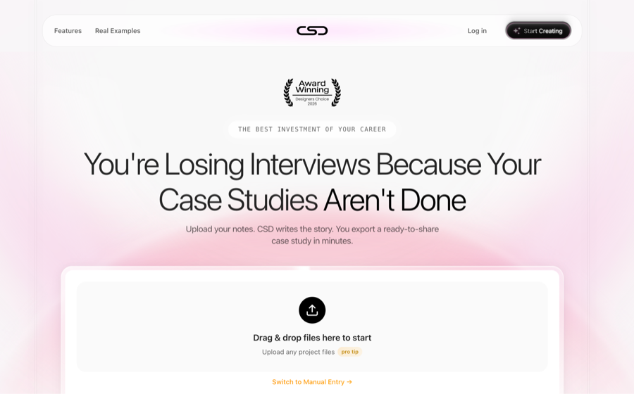 Case Study Designer, live product